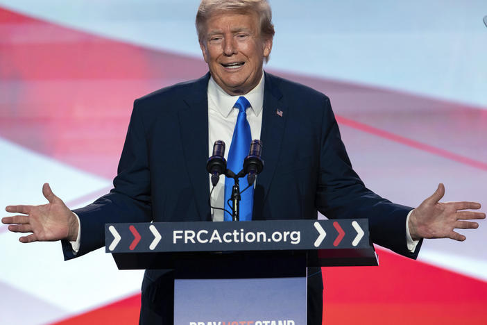 Former President Donald Trump speaks at an event in Washington on September 15.