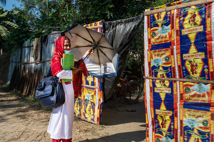 Bulbul Aktar, a s<em>hasthya kormi</em>, or community health worker, with the malaria elimination program in Bangladesh, goes door to door to treat malaria patients. "This is my job, my duty," says Aktar. "Every single home, I have to know about them and visit them."
