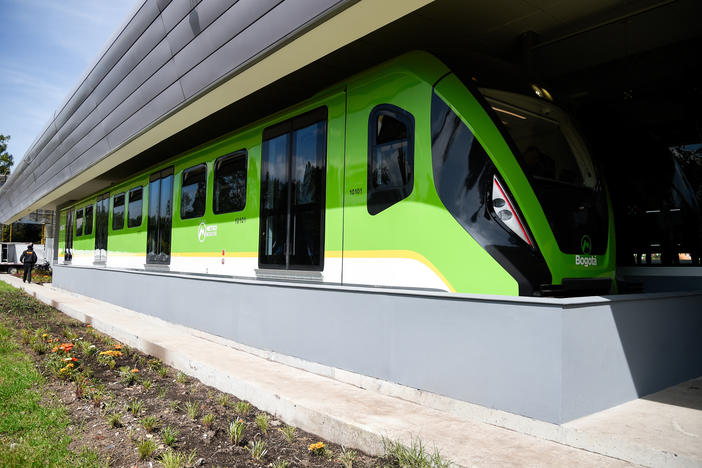 A view of the metro car during the inauguration event of Bogota's future metro system as a school of culture for public transport, on Aug. 10.