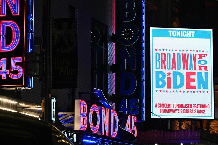 President Biden went to four fundraisers while he was in New York City attending the U.N. General Assembly, including this one at the Lunt-Fontanne Theatre on Broadway on Sept. 19.