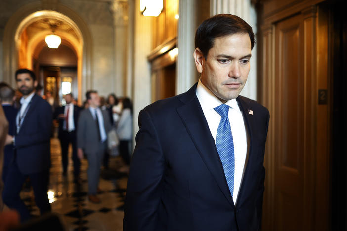 Sen. Marco Rubio, R-Fla., leaves the Senate chamber in May.