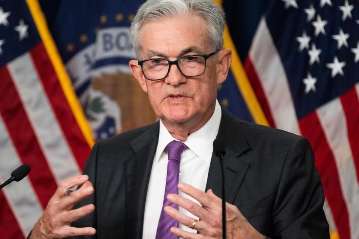 Fed Chair Jerome Powell speaks during a news conference at the Federal Reserve in Washington, D.C., on July 26, 2023.