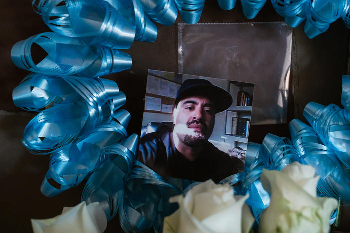 A photo of Jeffrey Ramirez is seen at his parents' home in Vista, California. He was diagnosed with cancer while in prison and died at age 41.