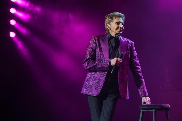 Barry Manilow looks on at his concert in Las Vegas on September 21.