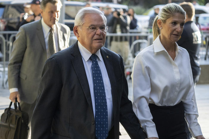 Democratic Sen. Bob Menendez of New Jersey and his wife Nadine Menendez arrive to the federal courthouse in New York on Wednesday.