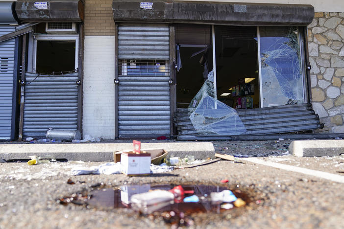 Shown is the aftermath of a ransacked liquor store in Philadelphia on Wednesday.