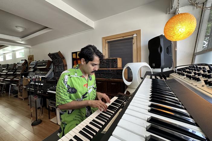 Alan Palomo is in his element at L.A.'s Vintage Synthesizer Museum.