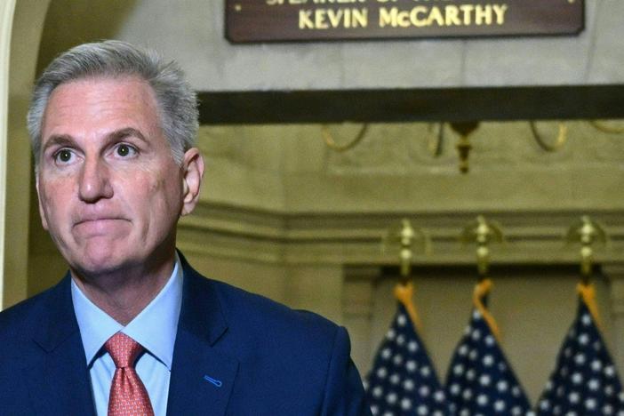 House Speaker Kevin McCarthy continues to battle a group of conservatives who oppose any short-term spending bill ahead of a likely government shutdown.