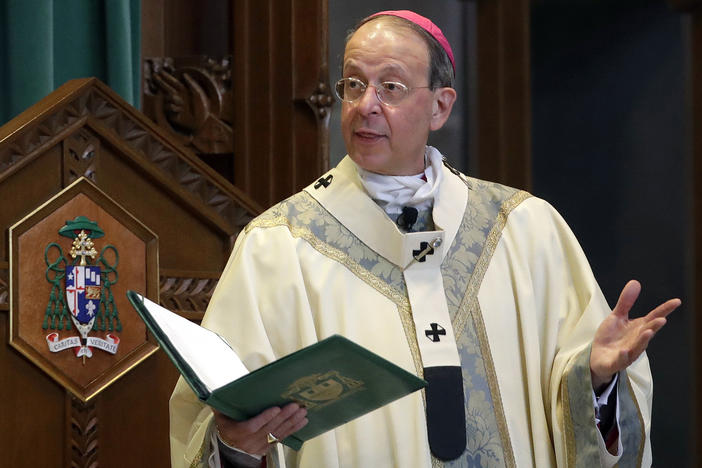 Baltimore Archbishop William Lori leads a funeral Mass in Baltimore on March 28, 2017.