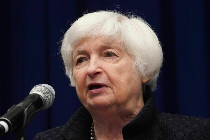 Treasury Secretary Janet Yellen speaks at an event on the one-year launch of the Pandemic Fund, in New York City on Sept. 19.