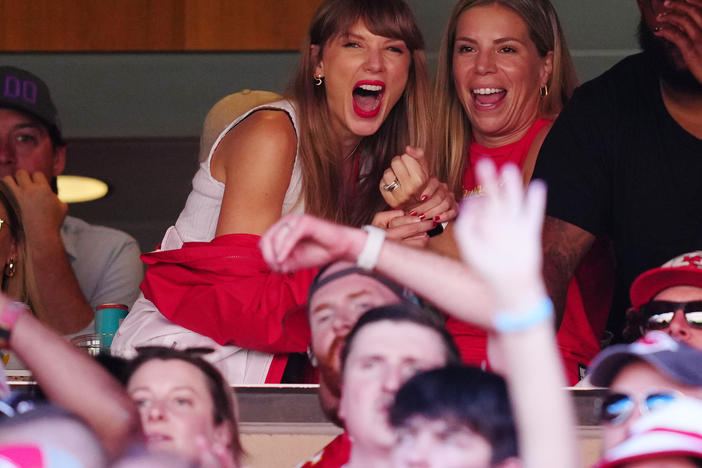 Taylor Swift is seen during a game between the Chicago Bears and the Kansas City Chiefs at Arrowhead Stadium on Sept. 24, in Kansas City, Mo.
