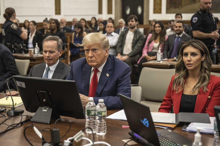 Former President Donald Trump appears in court for a civil fraud case at a Manhattan courthouse, in New York on Tuesday.