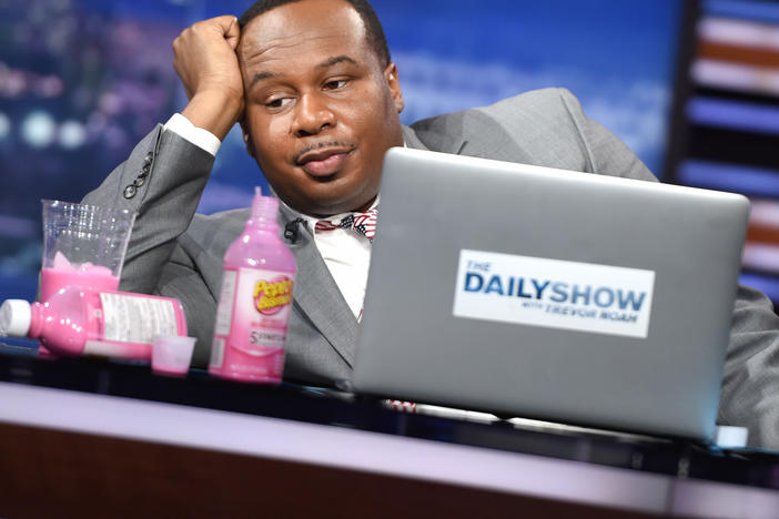 Roy Wood Jr. during election coverage on <em>The Daily Show with Trevor Noah </em>in 2016.