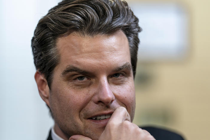 Rep. Matt Gaetz, R-Fla., appears before the House Rules Committee at the Capitol in Washington on Sept. 22. Gaetz introduced a Motion to Vacate House Speaker Kevin McCarthy that led to the first ouster of a sitting Speaker in American history.