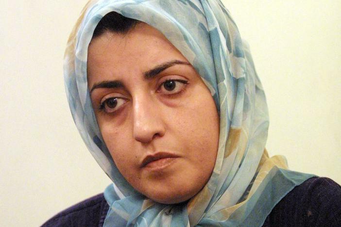 Narges Mohammadi seen at her home in Tehran in 2001. Mohammadi, now imprisoned, was awarded the 2023 Nobel Peace Prize for her efforts to ensure women's rights in Iran.