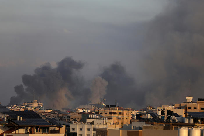 Smoke billows during Israeli strikes on Gaza City on Tuesday.