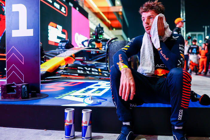 Race winner Max Verstappen of the Netherlands and Oracle Red Bull Racing looks on in parc ferme during the F1 Grand Prix of Qatar at Lusail International Circuit on October 08, 2023 in Lusail City, Qatar.
