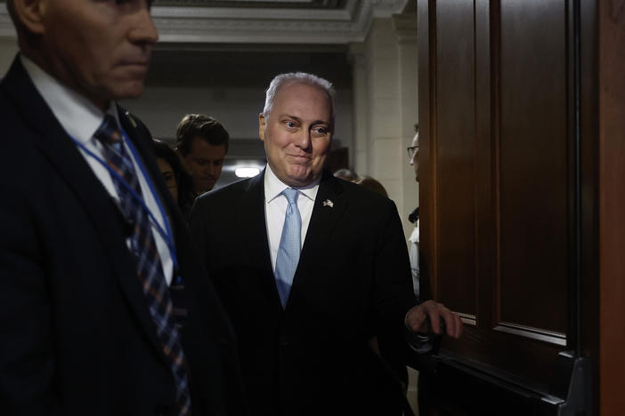 House Majority Leader Steve Scalise emerges from a House GOP conference meeting on Wednesday after his colleagues chose him to be their nominee for speaker.