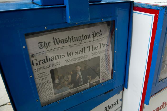 The front page of <em>The Washington Post</em> newspaper from Aug. 6, 2013, the day after it was announced that Amazon founder Jeff Bezos had agreed to purchase the newspaper from the Graham family.