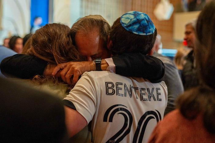 Hundreds of people gathered at the synagogue of the Adas Israel Congregation in Washington, D.C., to show support for the victims of the surprise Hamas attack in southern Israel over the weekend.