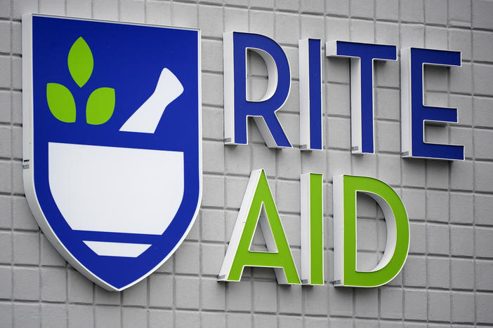 This photo shows a sign of Rite Aid on its store in Pittsburgh on Jan. 23, 2023. Rite Aid, a major U.S. pharmacy chain, said Sunday, Oct. 15, that it has filed for bankruptcy as part of its effort to restructure its finances.