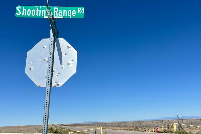 The road to the city-run gun range in Albuquerque, N.M. Police think the local culture around guns has changed, and one undercover cop estimates half the cars on the road now carry a firearm.