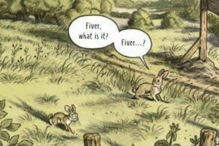 Siblings Hazel and Fiver from <em>Watership Down: The Graphic Novel</em> by Richard Adams, adapted by James Sturm and illustrated by Joe Sutphin. The 2023 graphic novel is the latest adaptation of the 1972 children's classic.