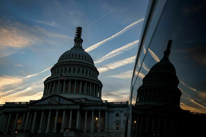 The U.S. Capitol is seen as the sun sets in Washington, D.C., on Thursday. House Republicans were no closer to finding a nominee to secure the speakership on Sunday, as nine candidates tossed their hat in the race for the top post.