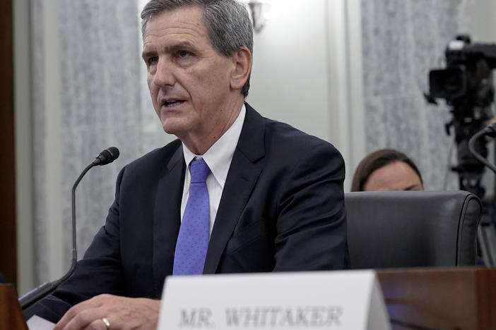 Michael Whitaker of Vermont testifies during his nomination to be administrator of the Federal Aviation Administration, Department of Transportation, Oct. 4, 2023, on Capitol Hill in Washington.