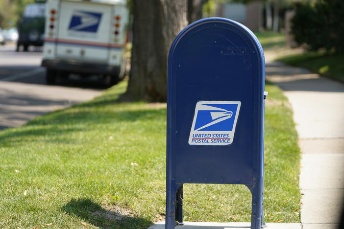 A United States Postal Service mailbox stands along Bonnie Brae Boulevard Monday, Aug. 17, 2020, in southeast Denver.