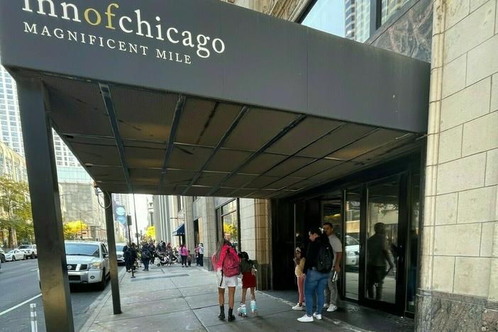 The Inn of Chicago houses migrants from Venezuela. It used to be the Hotel St. Clair when Scott Simon and his father lived there.