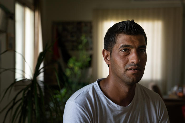 Ibrahim Alfarany has been staying at Al-Istiqlal University for several weeks. He usually works and lives near a store south of Tel Aviv, where he stocks vegetables for a few weeks at a time, and travels back to Gaza.