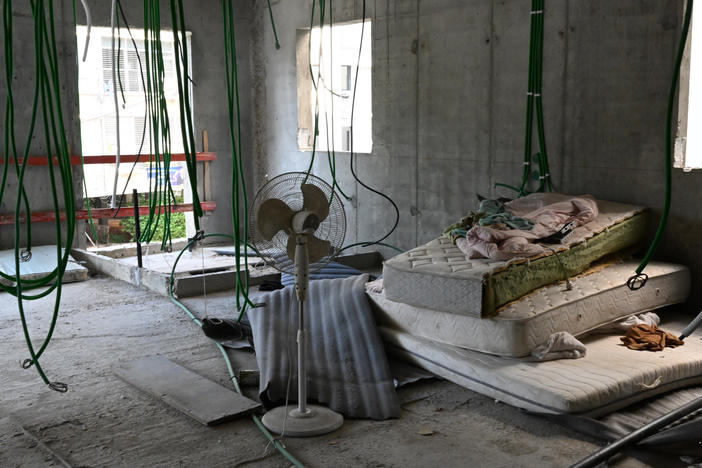 An unfinished apartment construction site in Ramat Gan, Israel, on Nov. 2, 2023. Work has stopped because Israel has suspended work permits for Palestinians from the occupied West Bank.