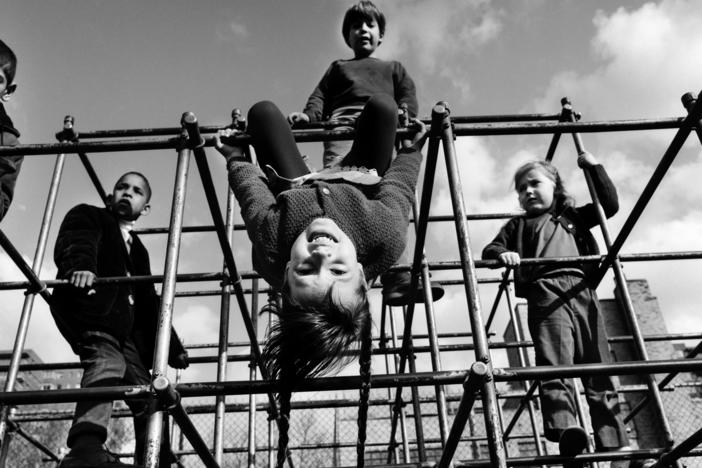 A jungle gym in the 1970s — a staple of playgrounds all across the U.S.