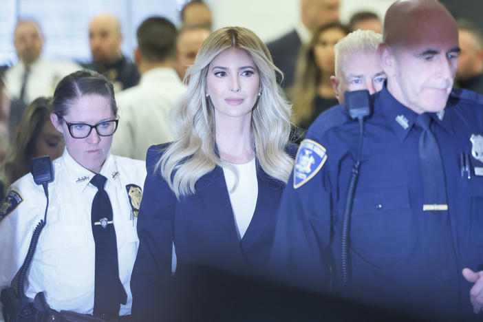 Ivanka Trump exits the courtroom for a break during the civil fraud trial of her father former President Donald Trump at New York State Supreme Court on Wednesday in New York City.