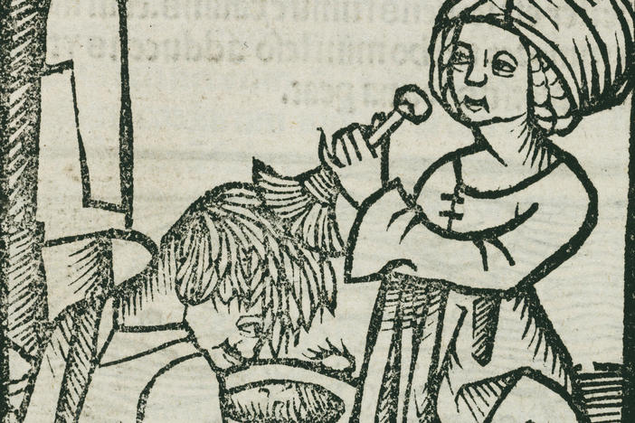 Lice have irked humans for many centuries. In this 1497 woodcut printed in Strasburg, Germany, a man is de-loused.