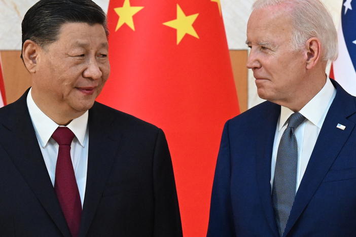 President Biden and China's President Xi Jinping during their last meeting a year ago in Bali, Indonesia.