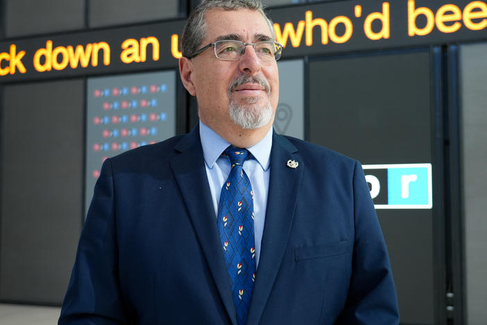 The president-elect of Guatemala, Bernardo Arévalo, visits the NPR offices during a trip to Washington, D.C. Guatemala's electoral authorities recently suspended his party to try to keep him from taking office.