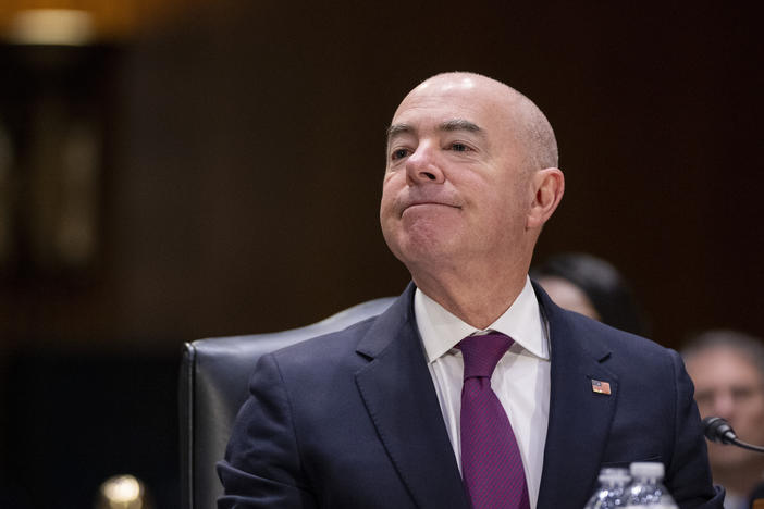 Homeland Security Secretary Alejandro Mayorkas testifies during a hearing of the Senate Appropriations Committee last week.