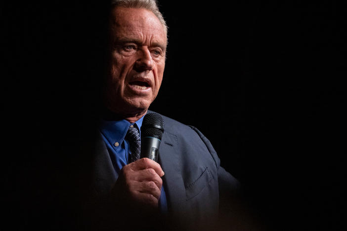 Robert F. Kennedy Jr., who is running as an independent presidential candidate, speaks during a campaign event in Miami Sunday.