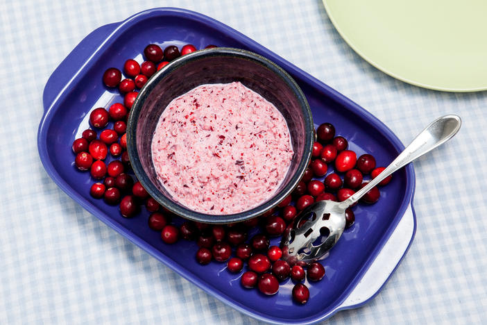 Behold: Mama Stamberg's cranberry relish. (Yes, it's supposed to be that color.)