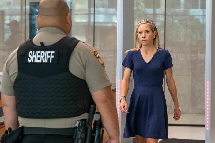 Amanda Zurawski is the lead plaintiff in a lawsuit filed by the Center for Reproductive Rights against Texas. Here, she arrives at the Austin courthouse where a hearing was held on July 20.