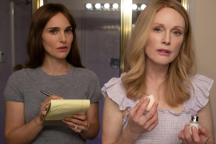 Natalie Portman (left) and Julianne Moore star in <em>May December,</em> Todd Haynes' film inspired by a real-life story of a schoolteacher who was convicted of raping her sixth-grade student.