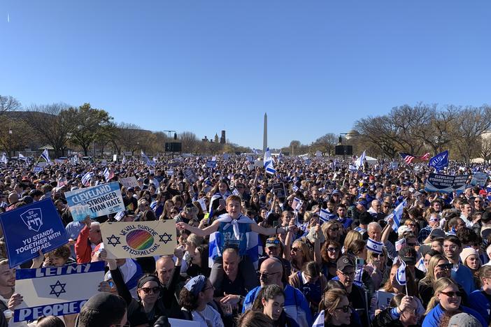 Tens of thousands of demonstrators gathered on the National Mall in Washington, D.C. on Tuesday for a pro-Israel march demanding the release of hostages being held in Gaza.