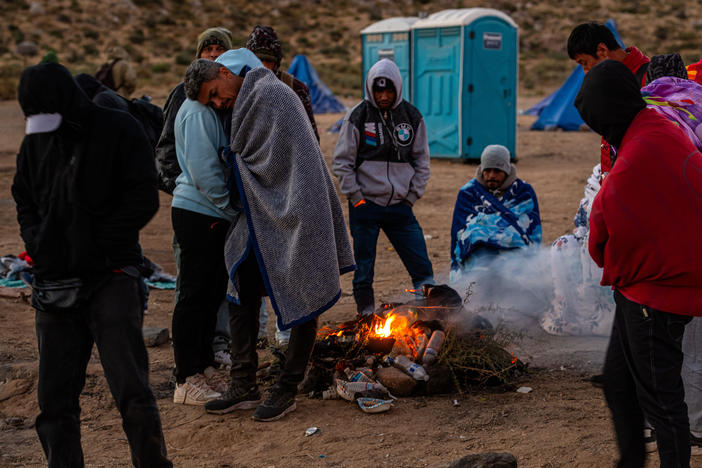 Locals say U.S. Border Patrol is delivering hundreds of migrants into a series of camps, one of which is on private property, in the border community of Jacumba in the Southern California desert. Overnight temperatures in the desert have begun to drop below freezing.