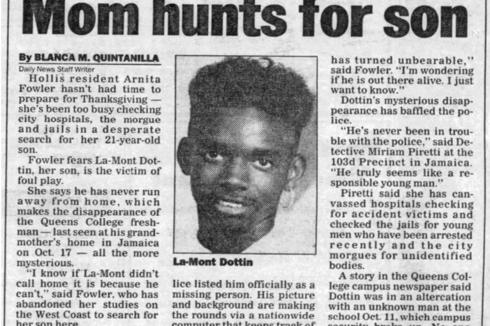 An article clipping from <em>New York Daily News</em> from Nov. 21, 1995.