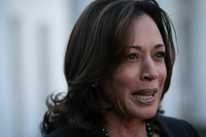 Vice President Harris speaks outside the White House on Nov. 8. Harris is planning to travel to the COP28 international climate summit this week, according to a source familiar with the plans.