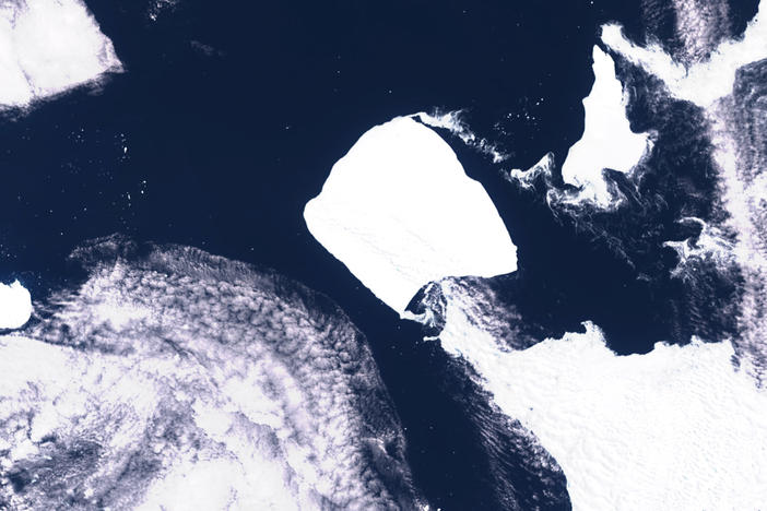 The world's largest iceberg, A23a, is moving into the open waters near Antarctica after being essentially stuck in place for decades. It's seen here in satellite imagery from Nov. 15.