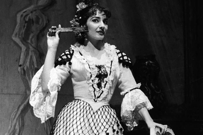 Maria Callas as Rosina in Rossini's <em>Il Barbieri di Siviglia</em>, at Milan's La Scala theater in 1956.