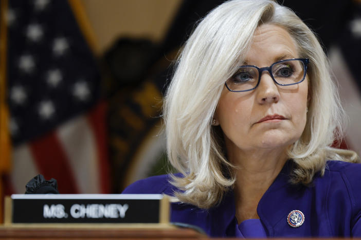 Rep. Liz Cheney, R-Wyo., vice chairwoman of the Select Committee to Investigate the January 6th Attack on the U.S. Capitol, participates in the panel's last public meeting on Dec. 19, 2022 in Washington, D.C.